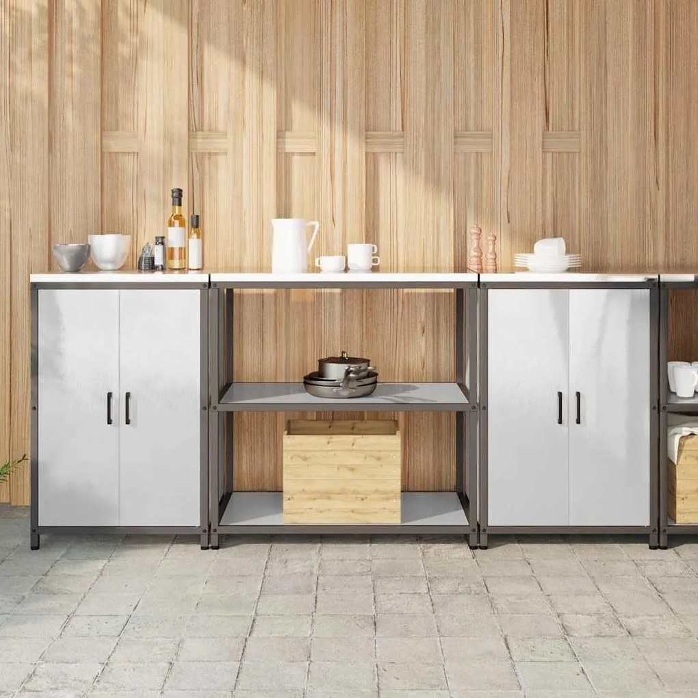 Konyhai Tároló Készlet polcokkal 3 pcs Ezüst 210 x 50 x 92 cm