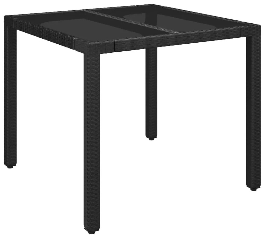 3 részes fekete polyrattan kerti étkezőgarnitúra párnákkal