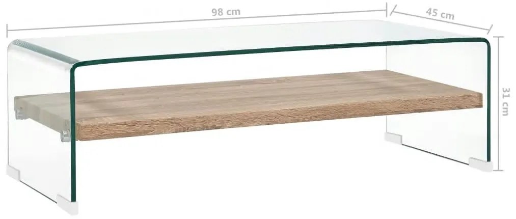 Átlátszó edzett üveg dohányzóasztal 98 x 45 x 31 cm