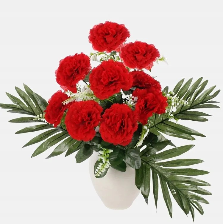 Szegfű Piros Csokor Mesterséges Szegfű Virág Kompozíció Dekor 50 cm