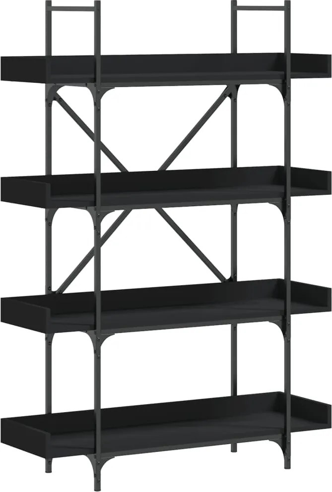 vidaXL 4-szintes fekete szerelt fa könyvespolc 100 x 33 x 145,5 cm