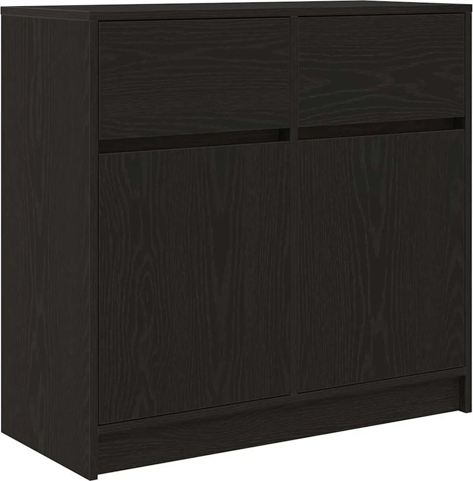 vidaXL fekete tölgy szerelt fa tálalószekrény fiókos 80x34x76 cm
