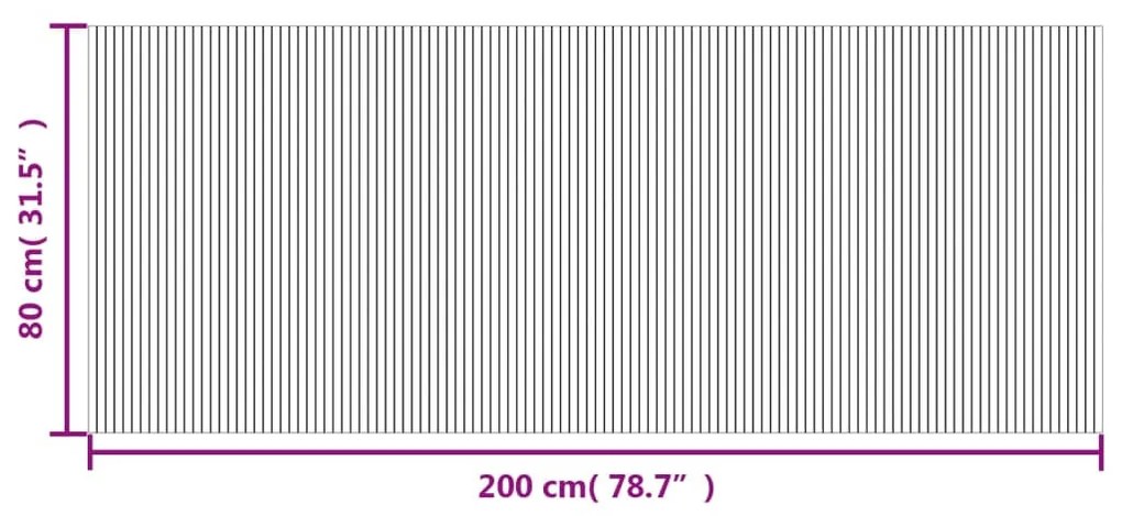 négyszögletű fekete bambusz szőnyeg 80 x 200 cm