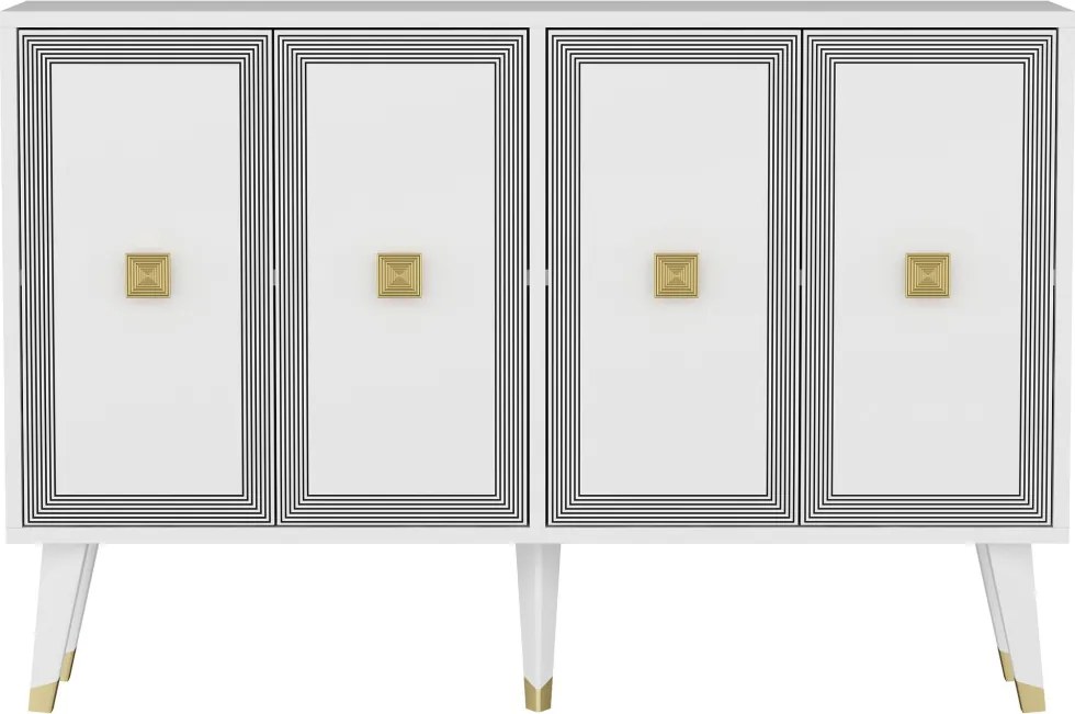 Ansel komód, fehér-arany, 120 cm