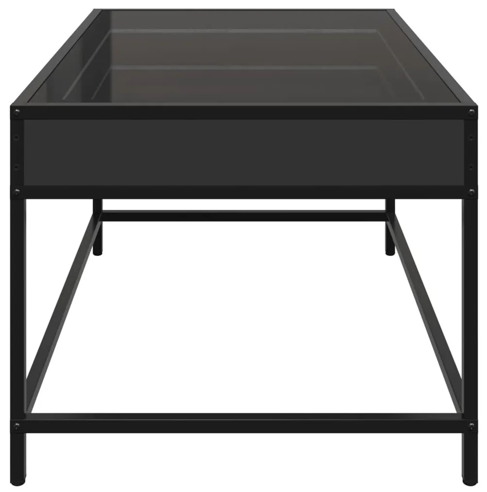 fekete végtelen hatású LED-es dohányzóasztal 70 x 50 x 41 cm