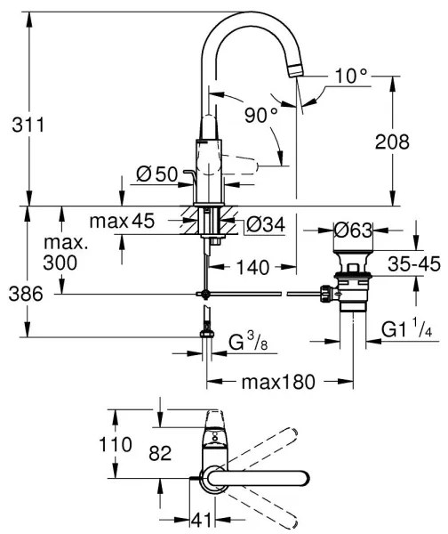 GROHE 24330001 - EUROSMART L mosdócsaptelep, fényes króm