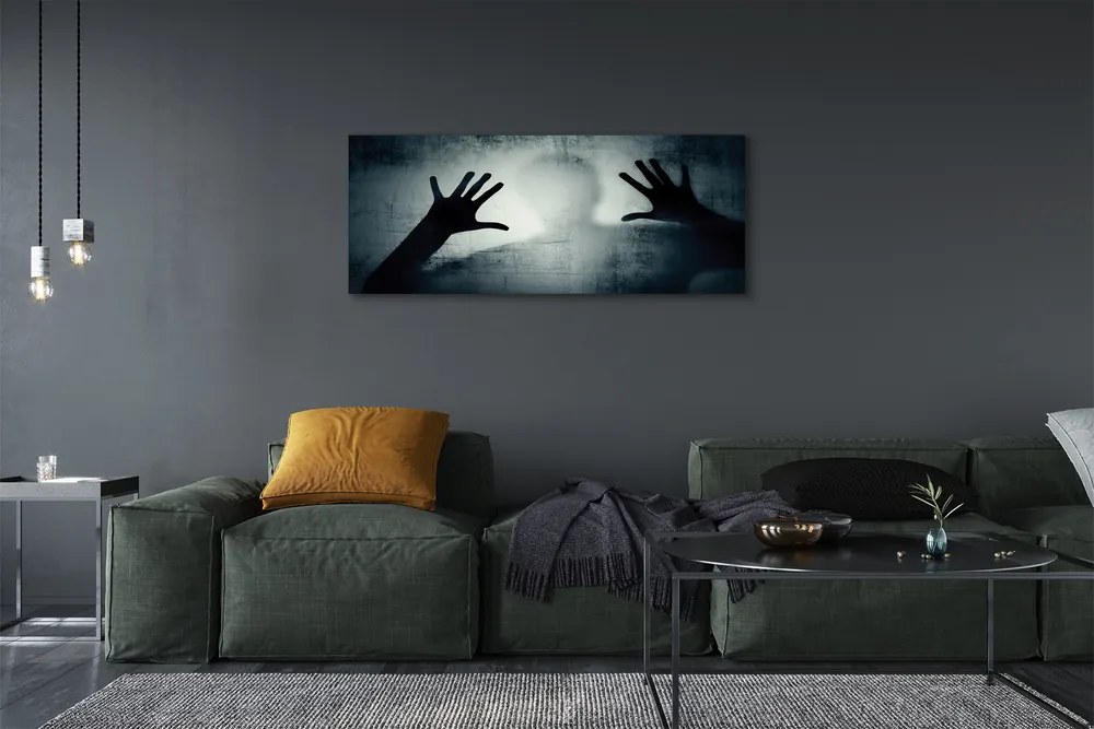 Canvas képek Árnyék kezek és a fej formáját 125x50 cm