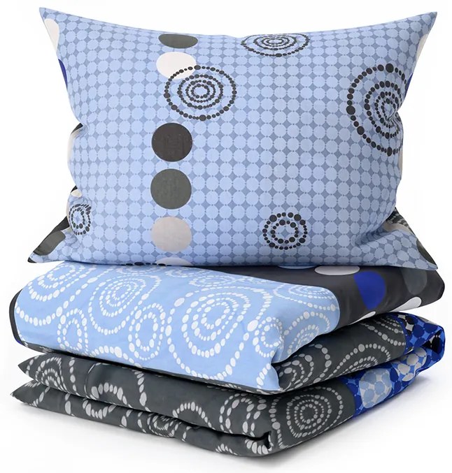Pamut ágyneműhuzat CIRCLES BLUE, kék Ágyneműhuzat mérete: 70 x 90 cm | 140 x 200 cm