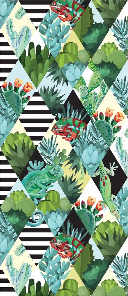 Matrica Fotótapéta Trópusi kaktusz geometria és egzotikum 91x211