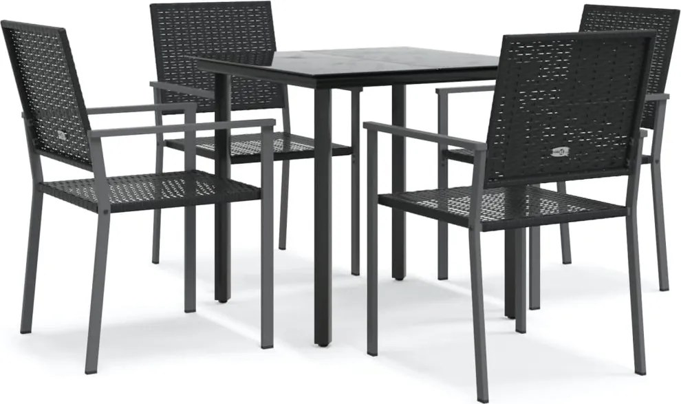 vidaXL 5 részes polyrattan és acél kerti étkezőgarnitúra