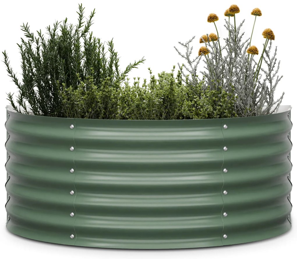 High Grow Half Circle, félkör alakú magaságyás, 105x43x60 cm, hullámos acéllemezből, egyszerű összeszerelés, rozsda- és fagyálló