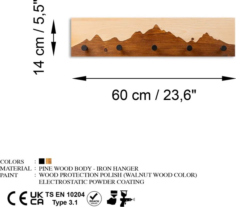 Mountain fém fali fogas, 60 cm – TR891TNL3703