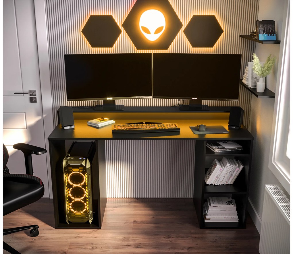 Sarok Gamer PC asztal Garrick 1 (fekete) (LED RGB világítással). 1064134