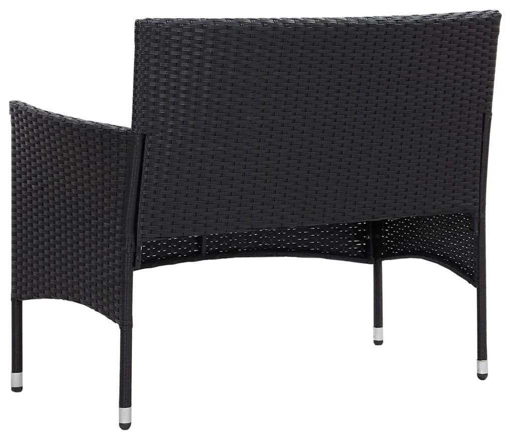 4 részes fekete polyrattan kerti ülőgarnitúra párnákkal