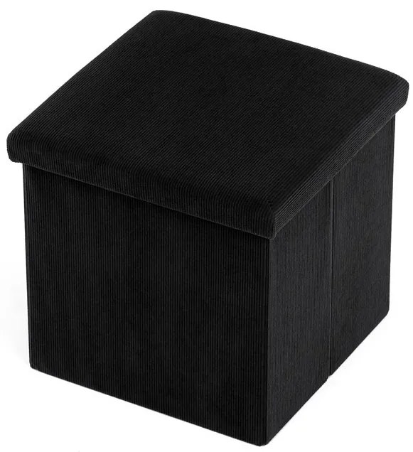 Fekete Kordbársony Tárolós Puff. TAB-471 BK6