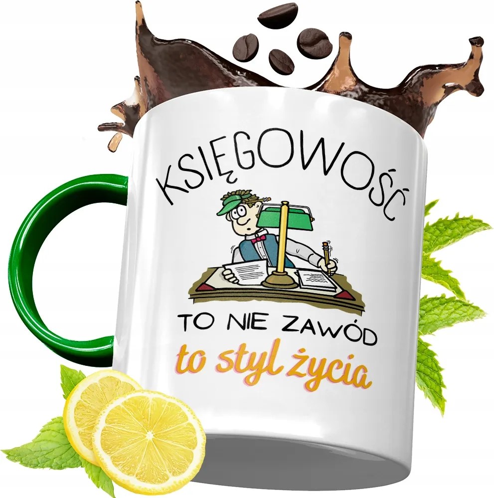 Zöld Bögre Könyvelőnek Ajándékba, fényképes nyomattal