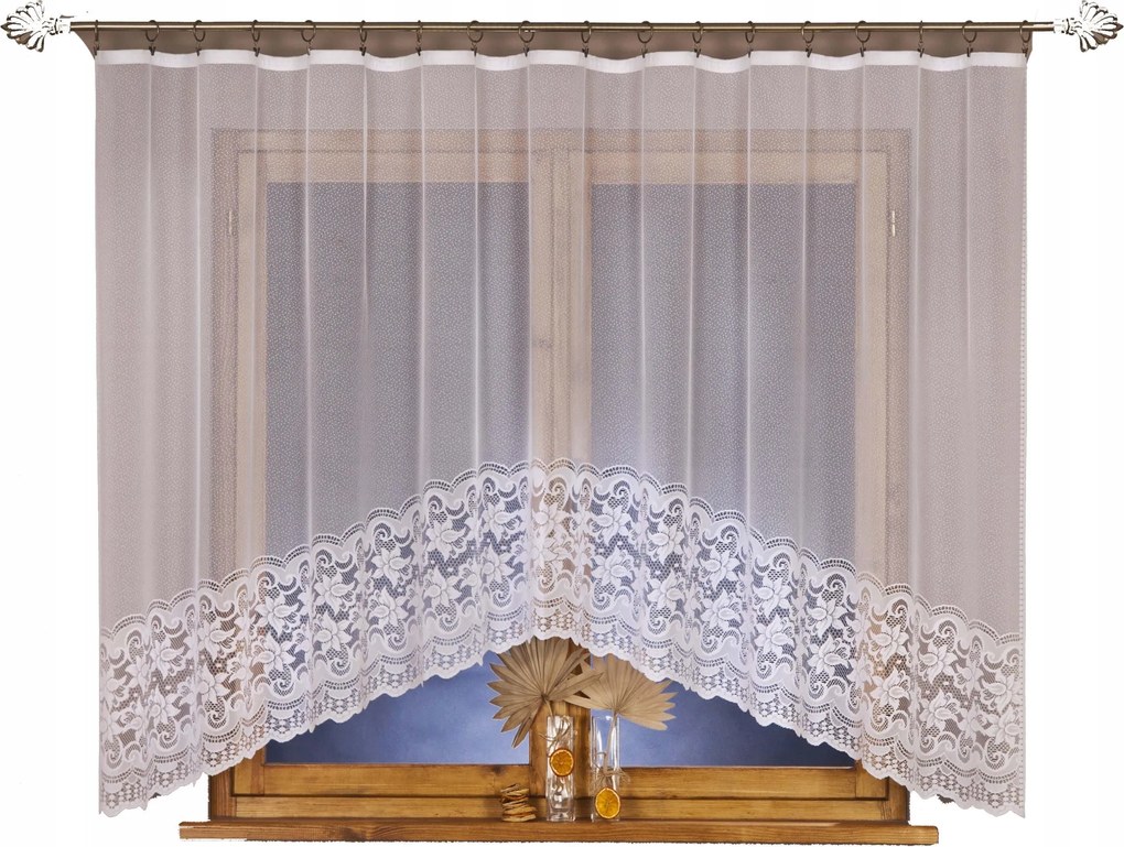 Mg Függöny jacquard 3832 Ív Fehér 270X150 szalaggal