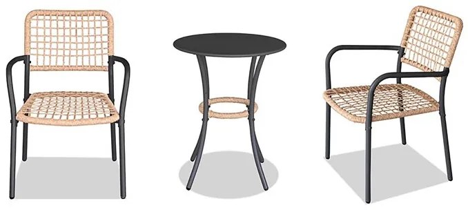 Erkély Bútorszett, Fém + Polyrattan, Bézs. AZ-L1103 NAT