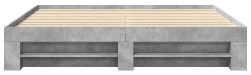 betonszürke szerelt fa ágykeret matrac nélkül 180 x 200 cm