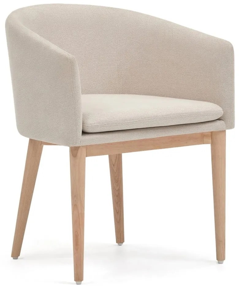 Krémszínű kárpitozott karfás étkezőfotel Harlan – Kave Home