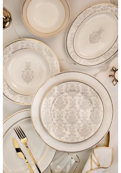 68 darabos étkészlet élénk színű/csontporcelán