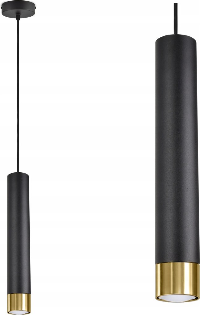 Függő lámpa Spot cső fém fekete arany GU10