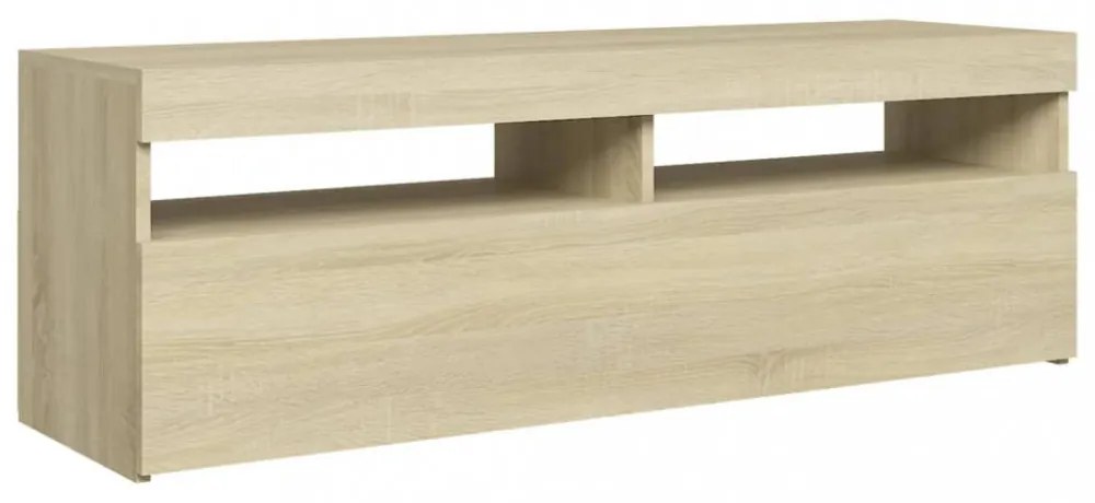 sonoma tölgy színű TV-szekrény LED-lámpákkal 120 x 35 x 40 cm