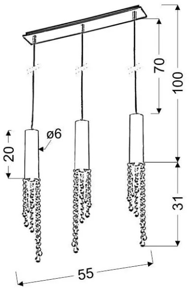 LED Csillár zsinóron DUERO 3xLED/3W/230V