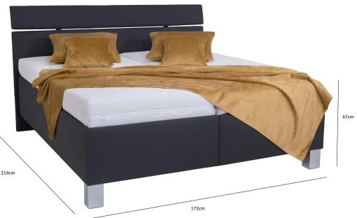 ALIS kárpitozott ágy 160x200 cm, matraccal és ágyneműtartóval, antracit