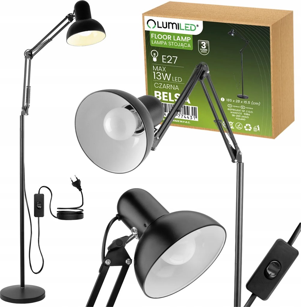 LED-es álló asztali padló lámpa E27 185cm Állítható olvasáshoz