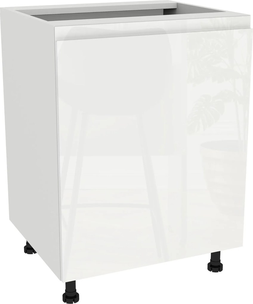 Konyhaszekrény alsó 60 Frezo Fehér front Fogantyú nélküli Fehér Akril Fényes