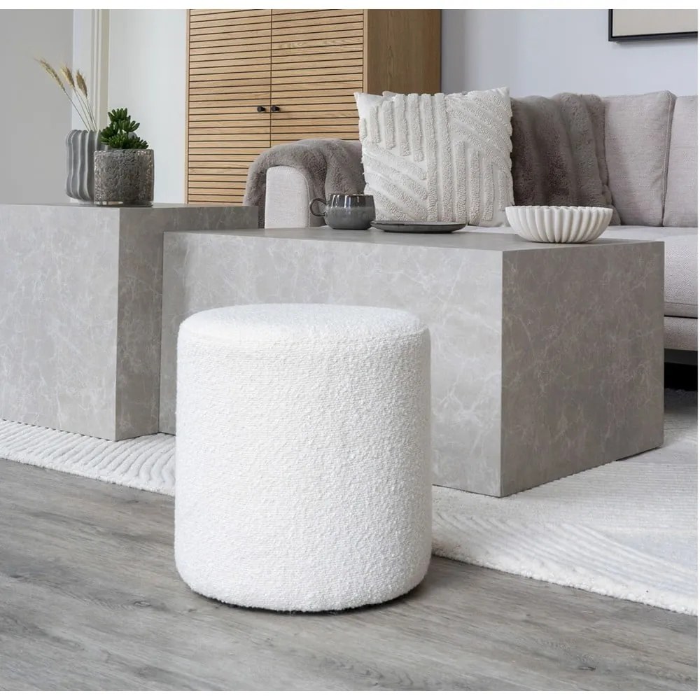 Fehér buklé puff Ejby – House Nordic