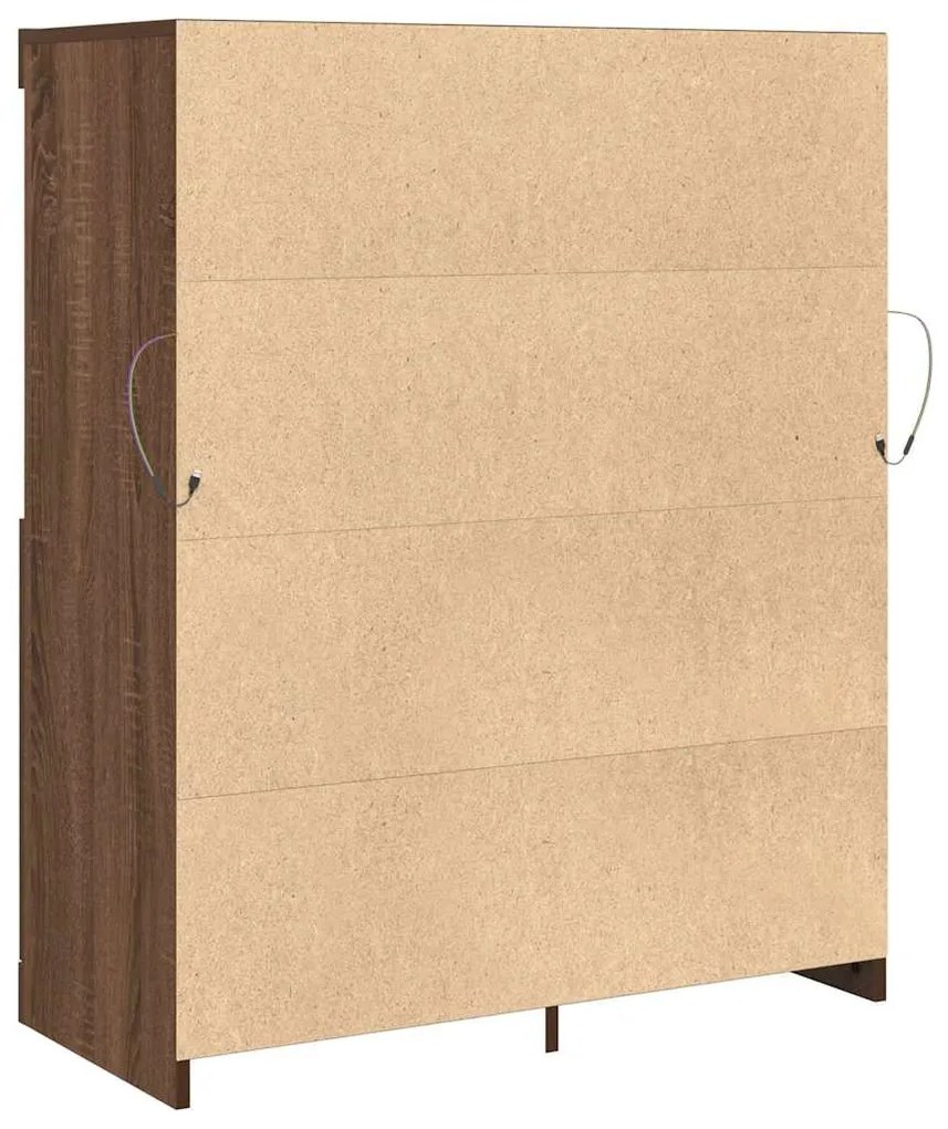 barna tölgy színű szerelt fa tálalószekrény 81x37x100 cm