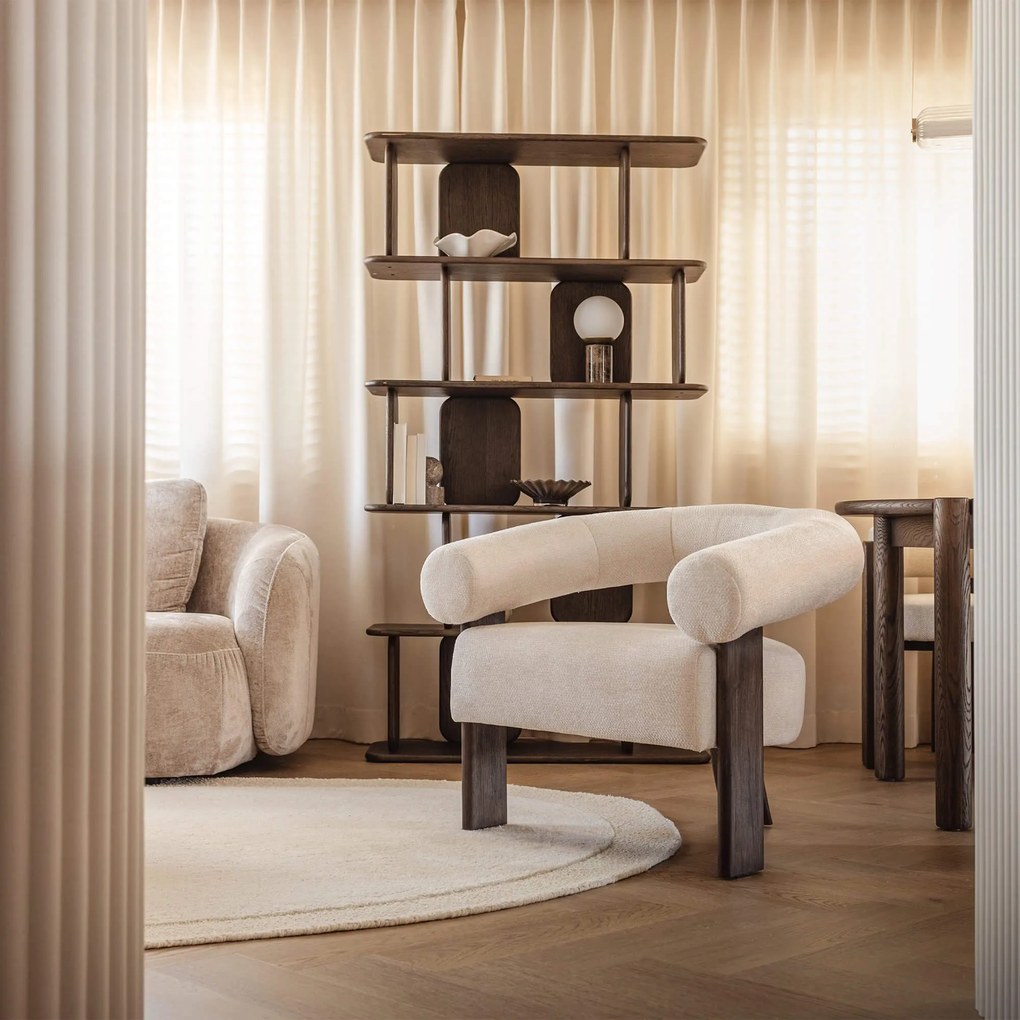 Krém design fotel KOKEI ALIA, dió színű dekor