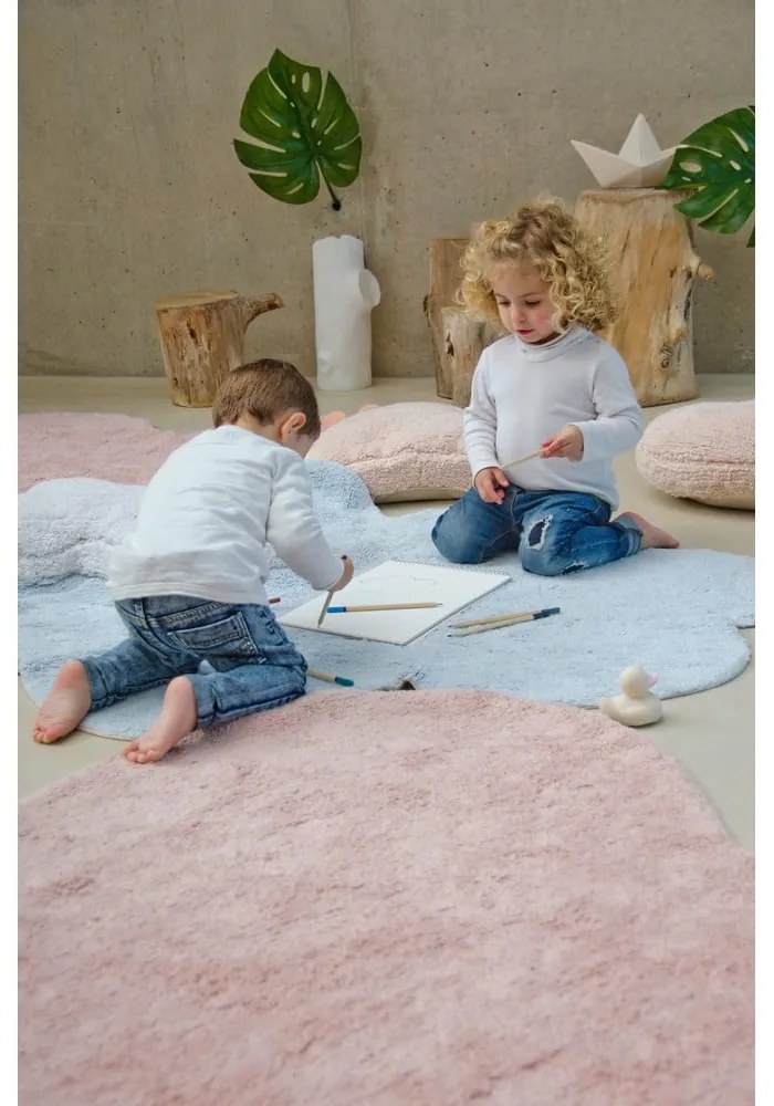 Rózsaszín mosható kézi szövésű pamut gyerek szőnyeg 160x180 cm Puffy Love – Lorena Canals