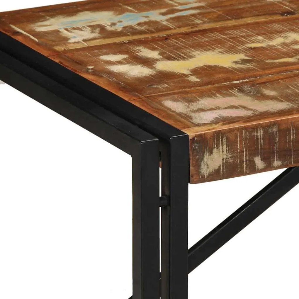 Többszínű tömör újrahasznosított fa dohányzóasztal 100x50x35 cm