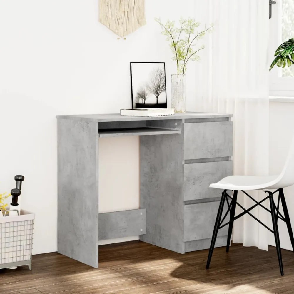 betonszürke szerelt fa íróasztal 90 x 45 x 76 cm