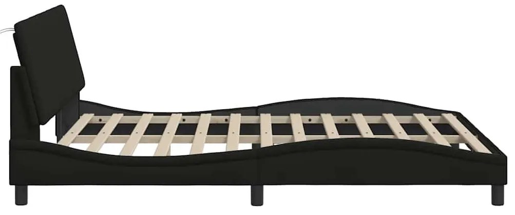 fekete szövet ágykeret matrac nélkül Hanko 160 x 200 cm