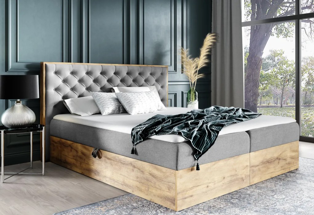 HAZEL franciaágy + fedő, 120x200, tölgy lancelot/faro 4