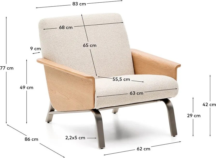 Bézs zsenília fotel Amsen – Kave Home