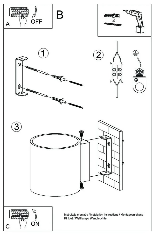 Roda szürke falilámpa - Sollux
