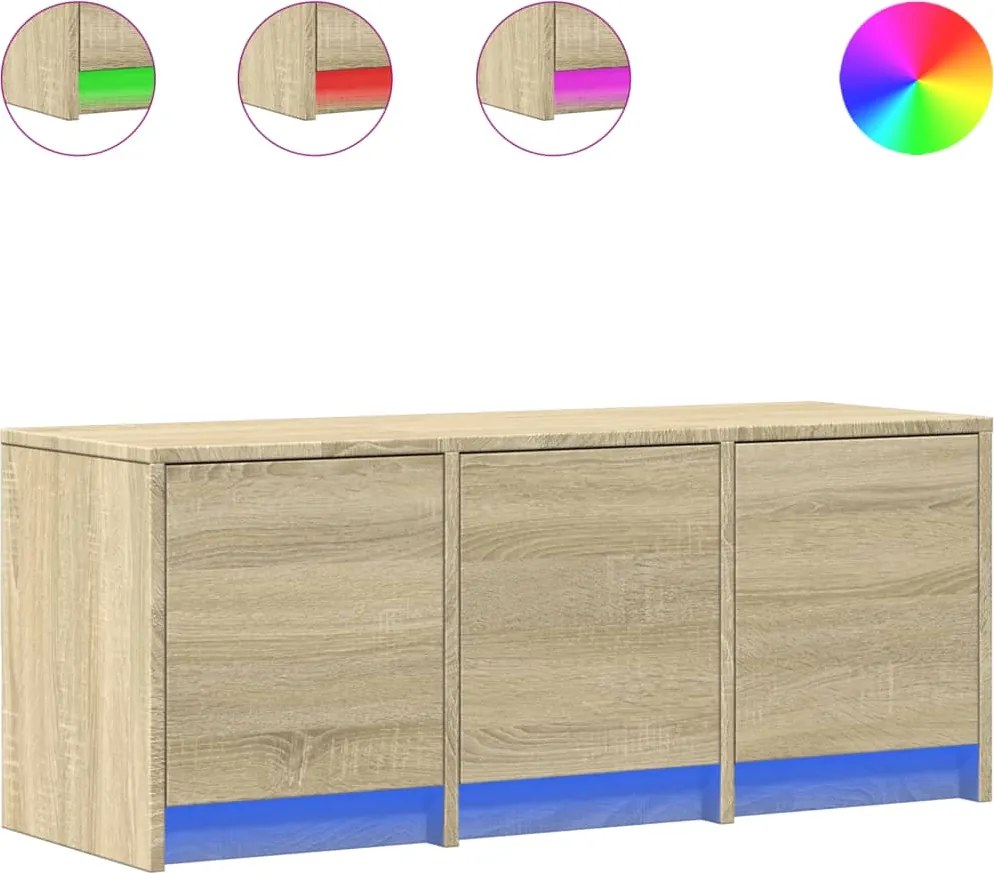 vidaXL sonoma tölgy színű szerelt fa TV-szekrény LED-del 97x34x40 cm