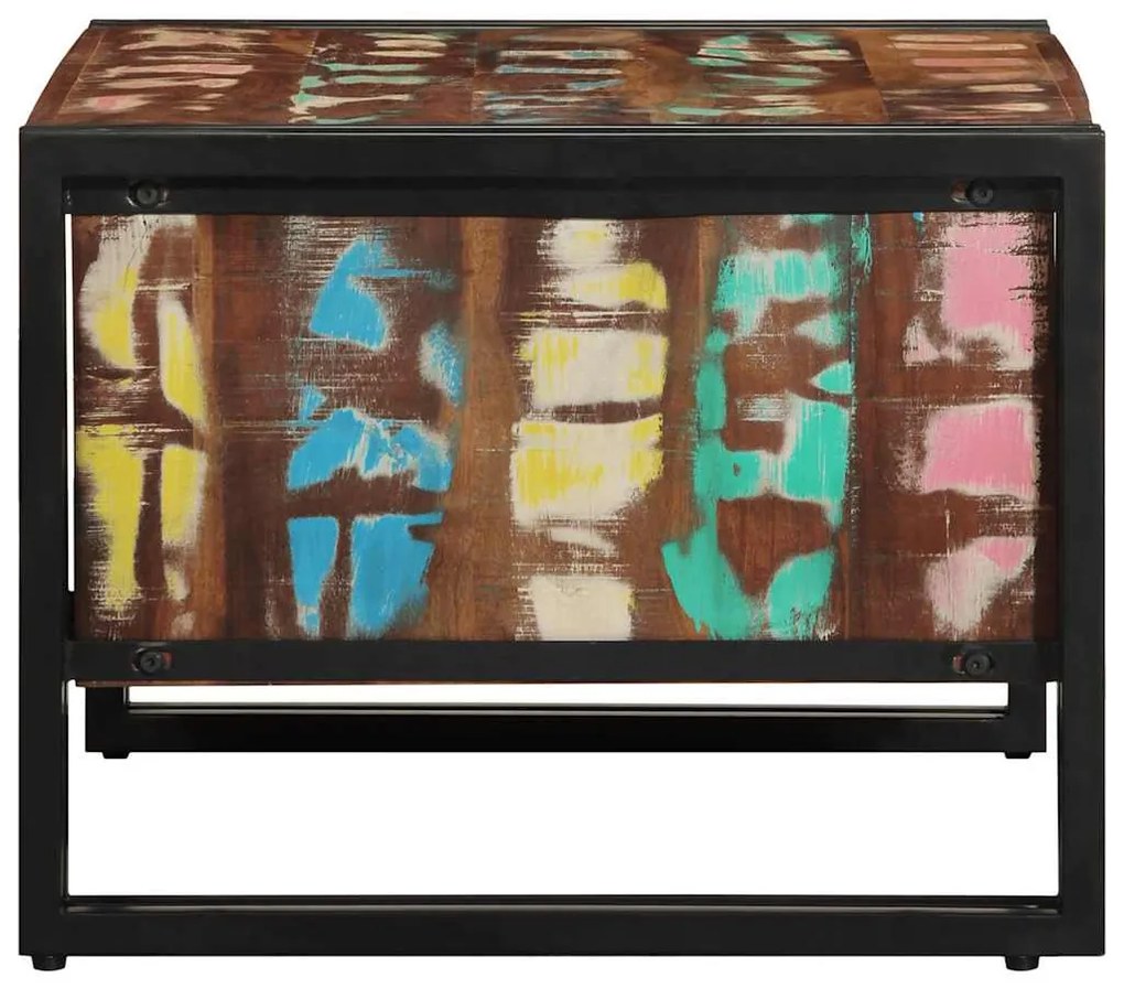 Többszínű tömör újrahasznosított fa dohányzóasztal 90x50x38cm