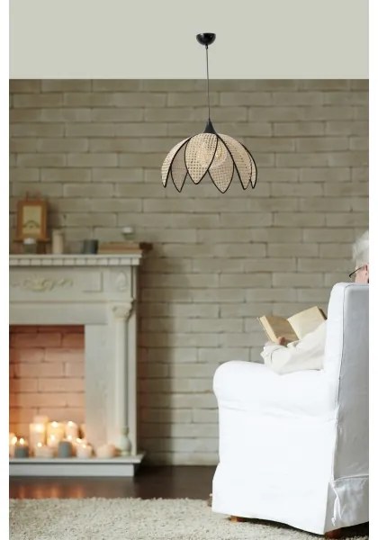 FUME kábeles függőlámpa 1xE27/40W/230V Ø 40 cm fekete/bézs