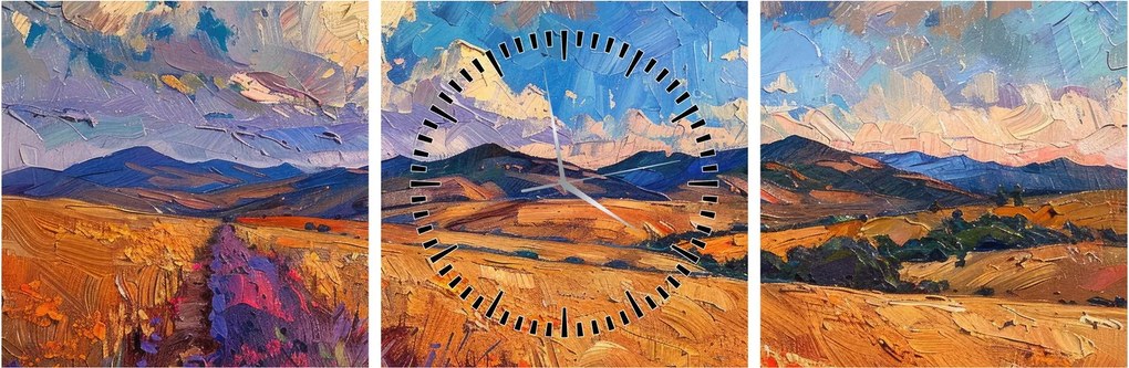 Kép - Olajfestmény tájkép (órával) (90x30 cm)