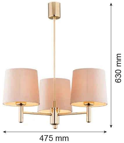 Argon 6109 - Csillár rúdon PONTE 3xE27/15W/230V bézs