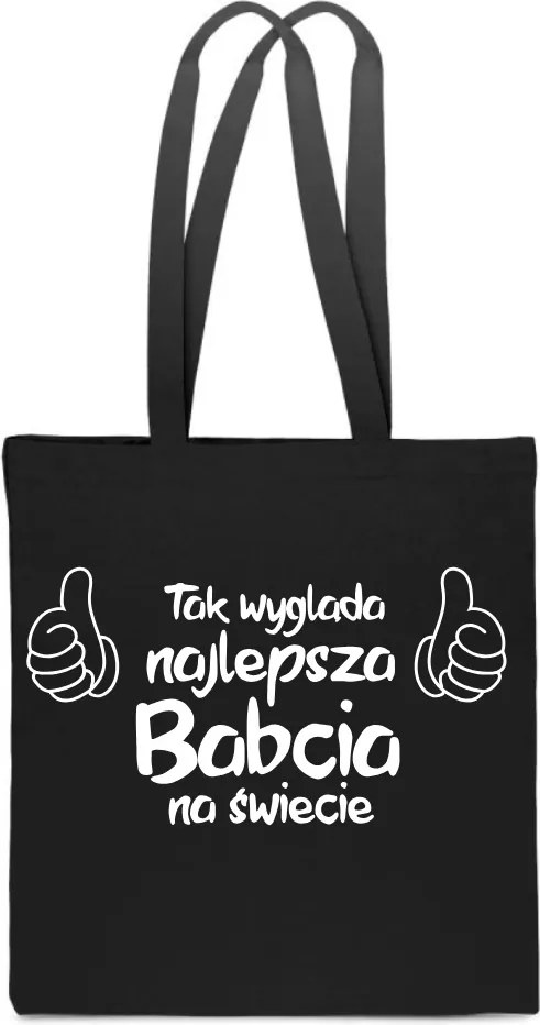 Öko Táska Pamut fekete ajándék Legjobb Nagymama Napra TT_426