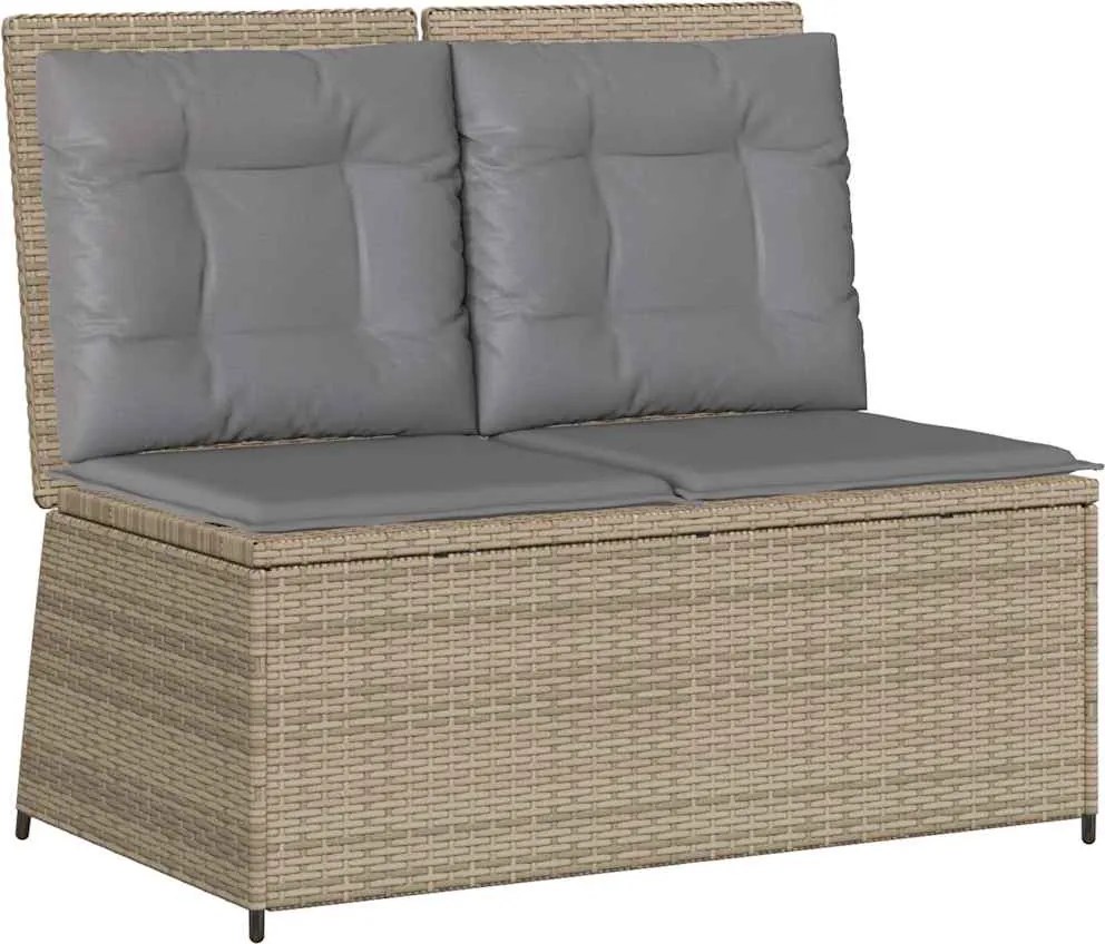 vidaXL bézs polyrattan dönthető kerti pad párnával
