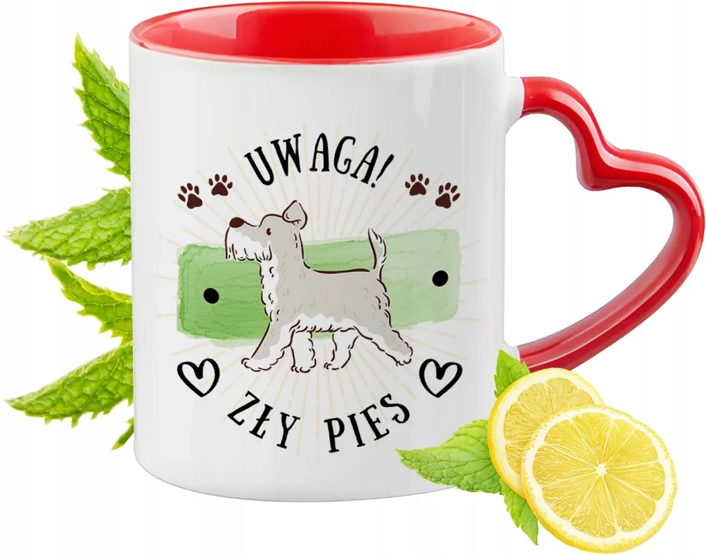 Kutya Kutyás Bögre Piros Szív Alakú Füllel Ajándék