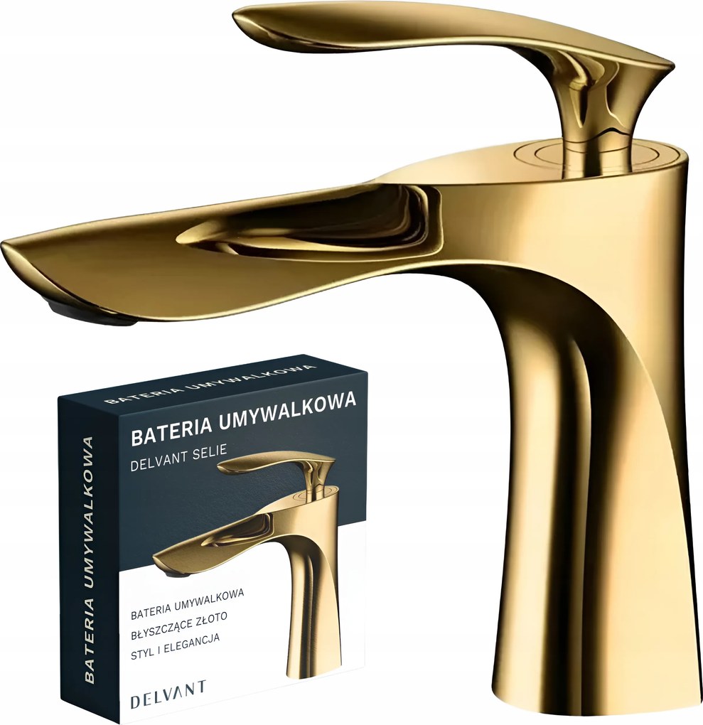 Fürdőszobai Álló Mosdó Csaptelep Pultra Szerelhető Delvant Szelie Alacsony Arany